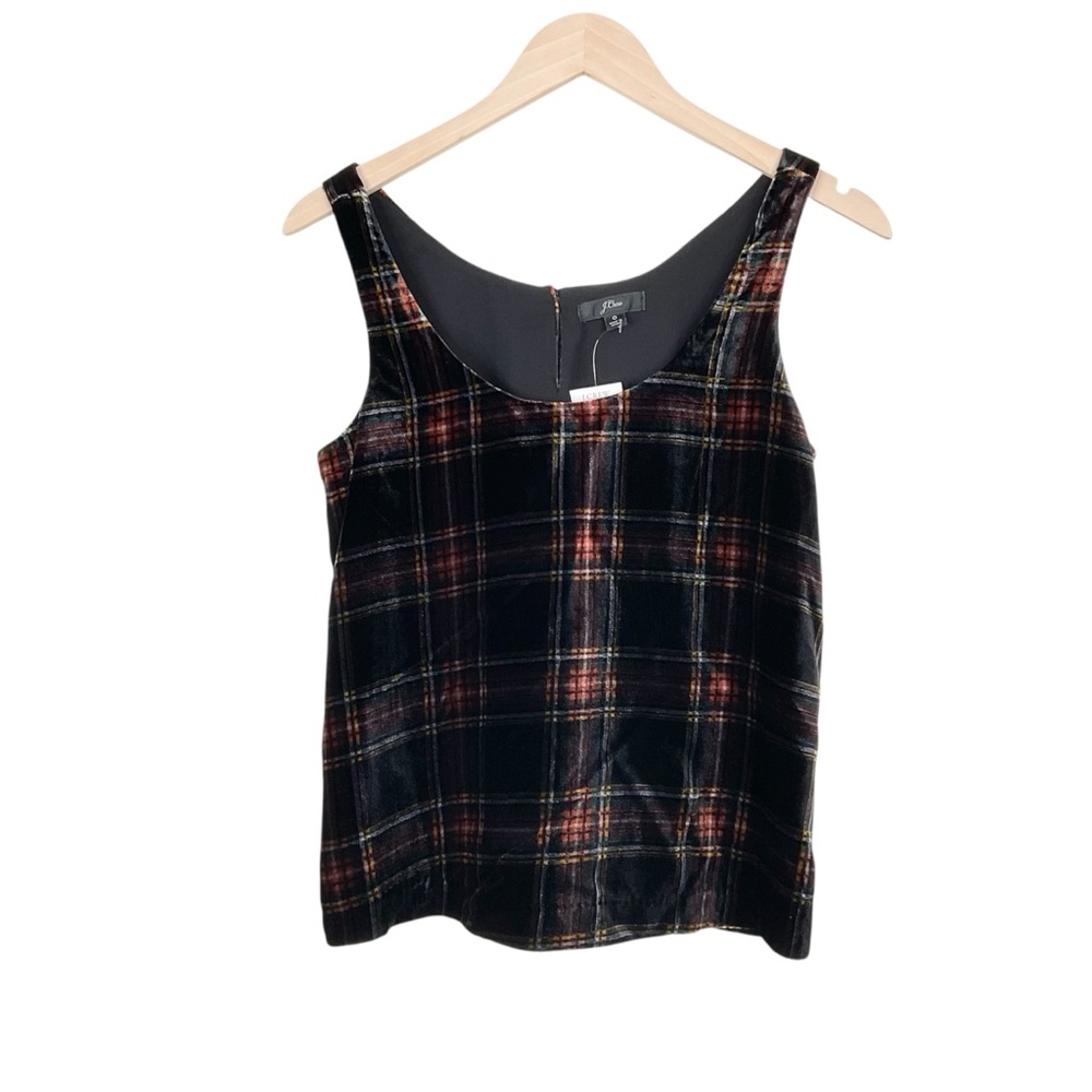 J. Crew Velvet Tartan Plaid Tank Top Size 0
